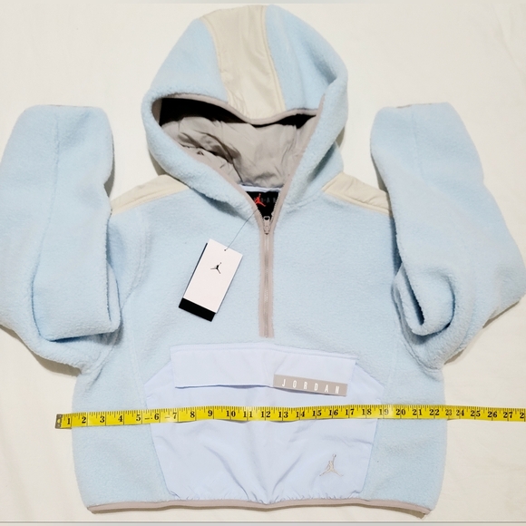Nike Air Jordan Crop Cozy Fleece Hoodie Baby Blue/Grey Sz S Womem NWT - Picture 7 of 7